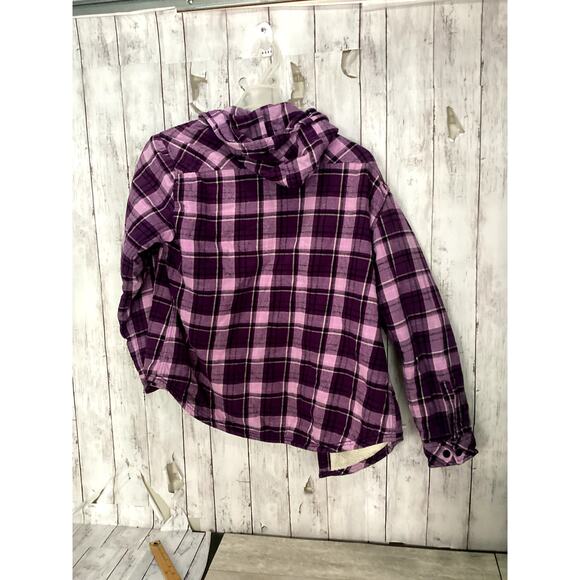 Boston Traders Women's Shacket Size XL Plaided Flannel Sherpa with Hood - Picture 2 of 3